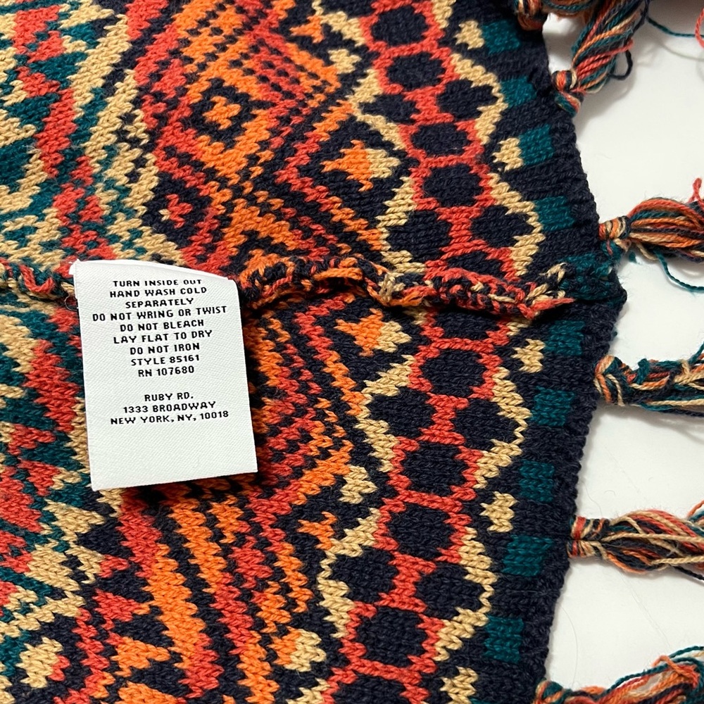 Ruby Rd. Teal Open-Front Cardigan with Multicolor Aztec Trim - Picture 4 of 8